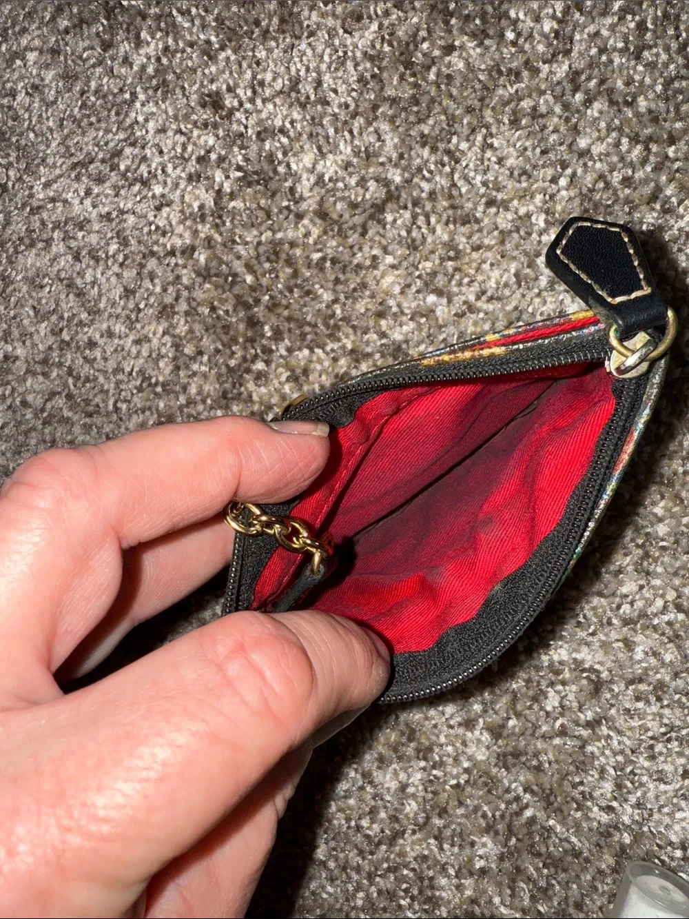 Vintage Dooney & Bourke Multicolor Logo Coin Key Pouch with Gold Ring